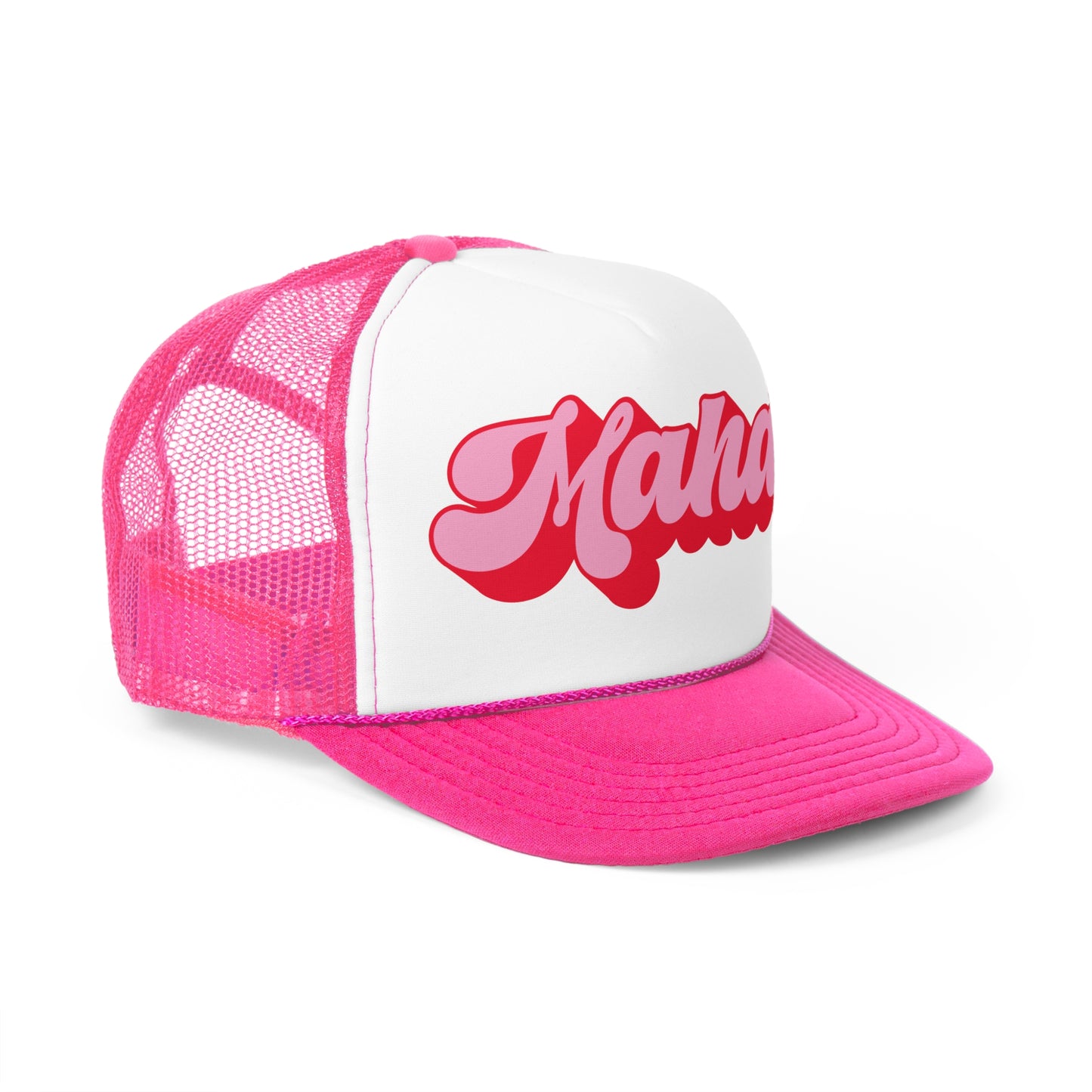 Mahal Pink and Red Script Pink Trucker Hat