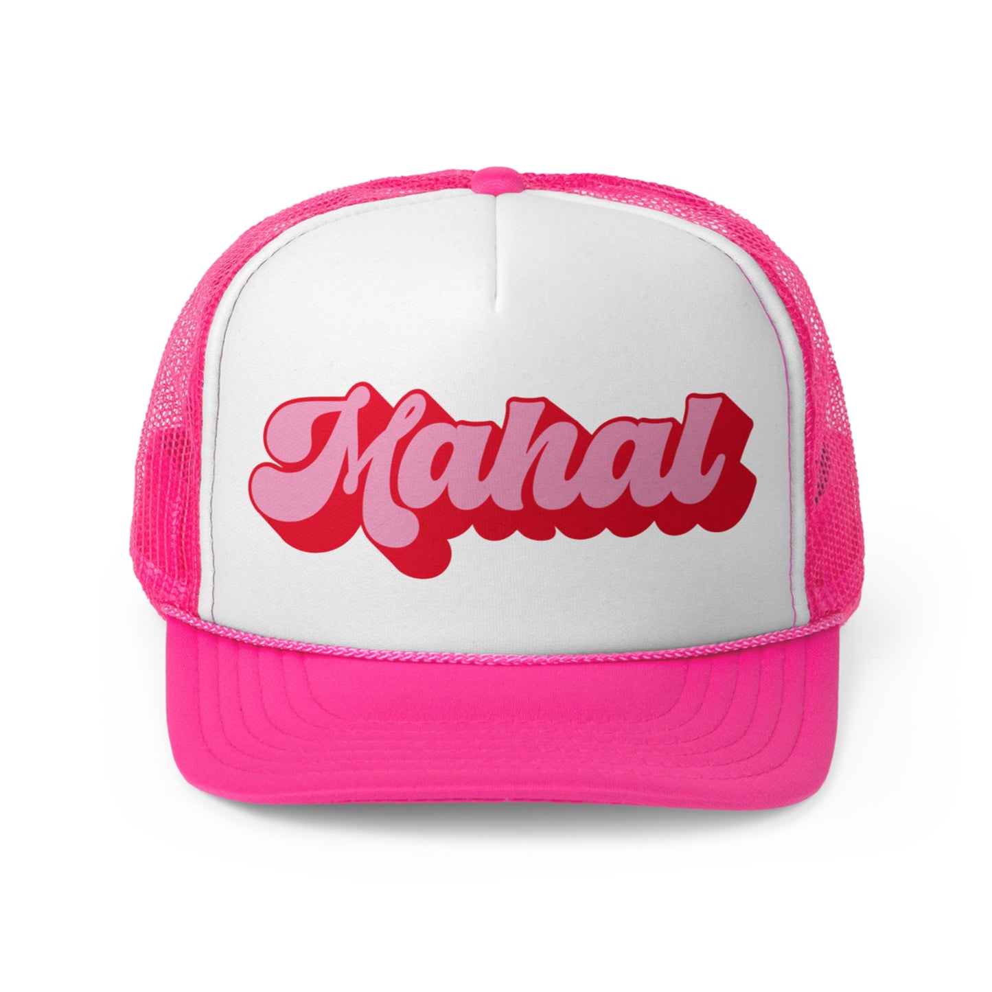 Mahal Pink and Red Script Pink Trucker Hat