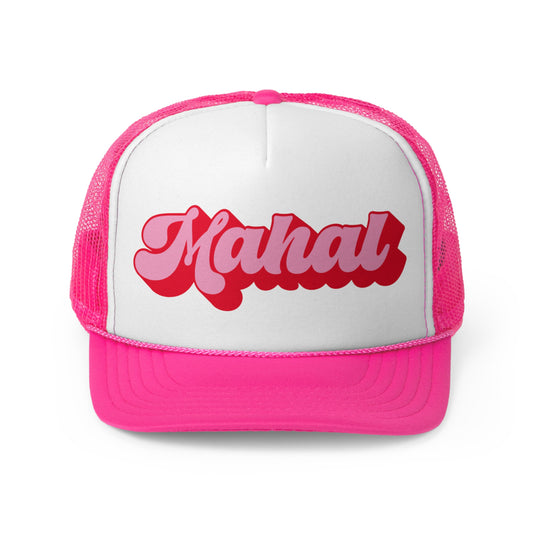 Mahal Pink and Red Script Pink Trucker Hat
