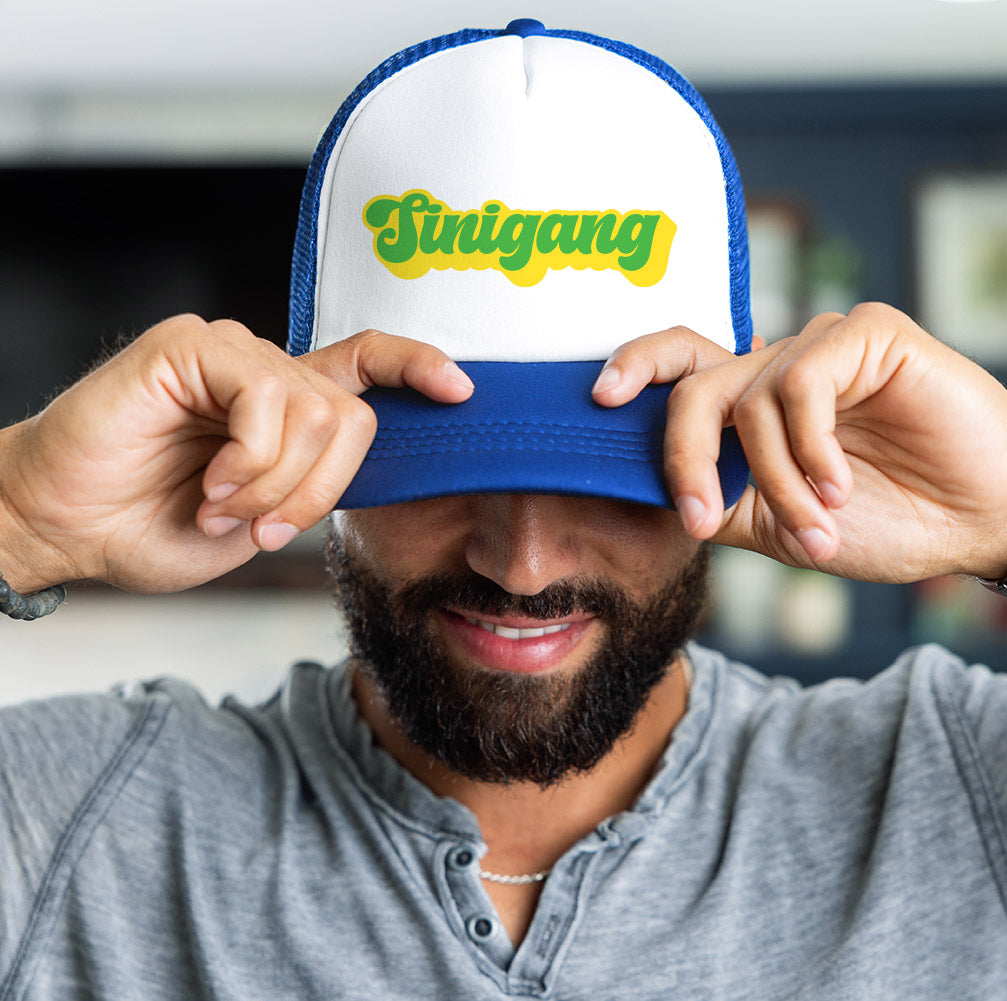 Sinigang Green and Yellow Script Blue Trucker Hat