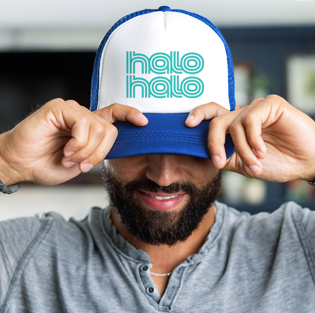Halo Halo Aqua Multi-Lines Royal Blue Trucker Hat