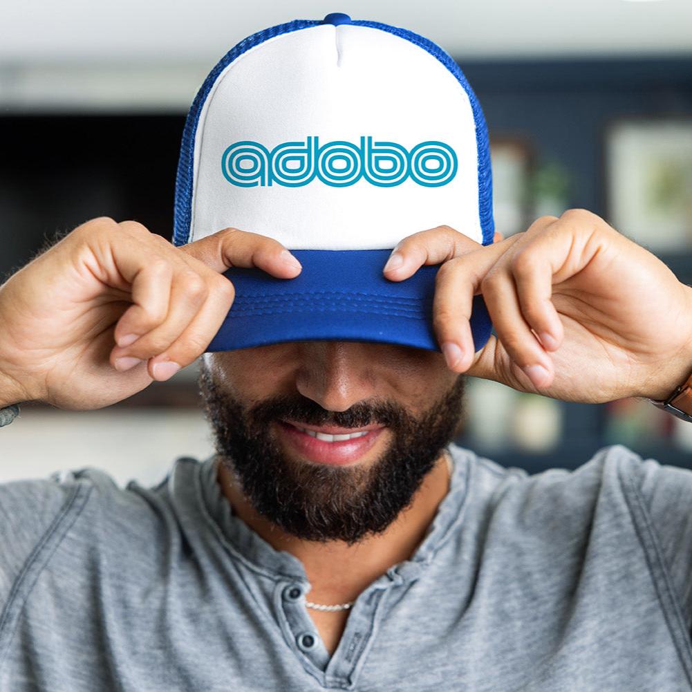 Adobo Multi-lines Aqua Royal Blue Trucker Hat